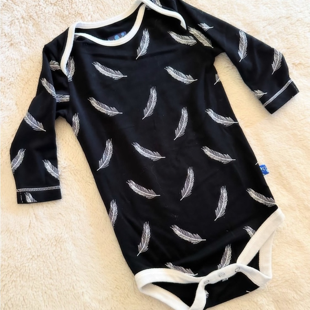 Kickee Pants Black and White Feather Bodysuit